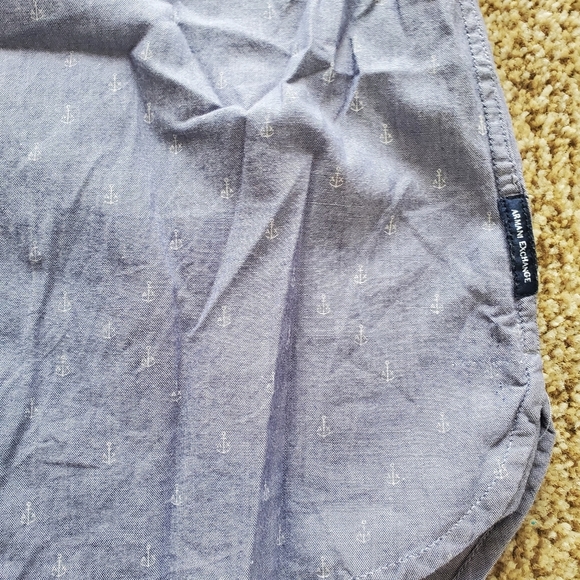 Armani Exchange Dress Shirt Men's XS Blue Anchor Pattern Short Sleeve Button Up - Picture 3 of 6